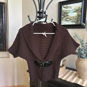 Y2K Vintage Derek Heart Brown Shrug Sweater Bolero Belt Women's Size M